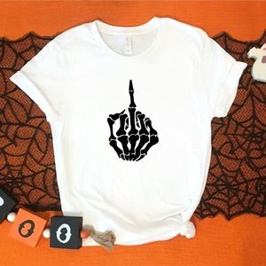 Skeleton Middle Finger Shirt, Funny Halloween Shirt, Skeleton Shirt